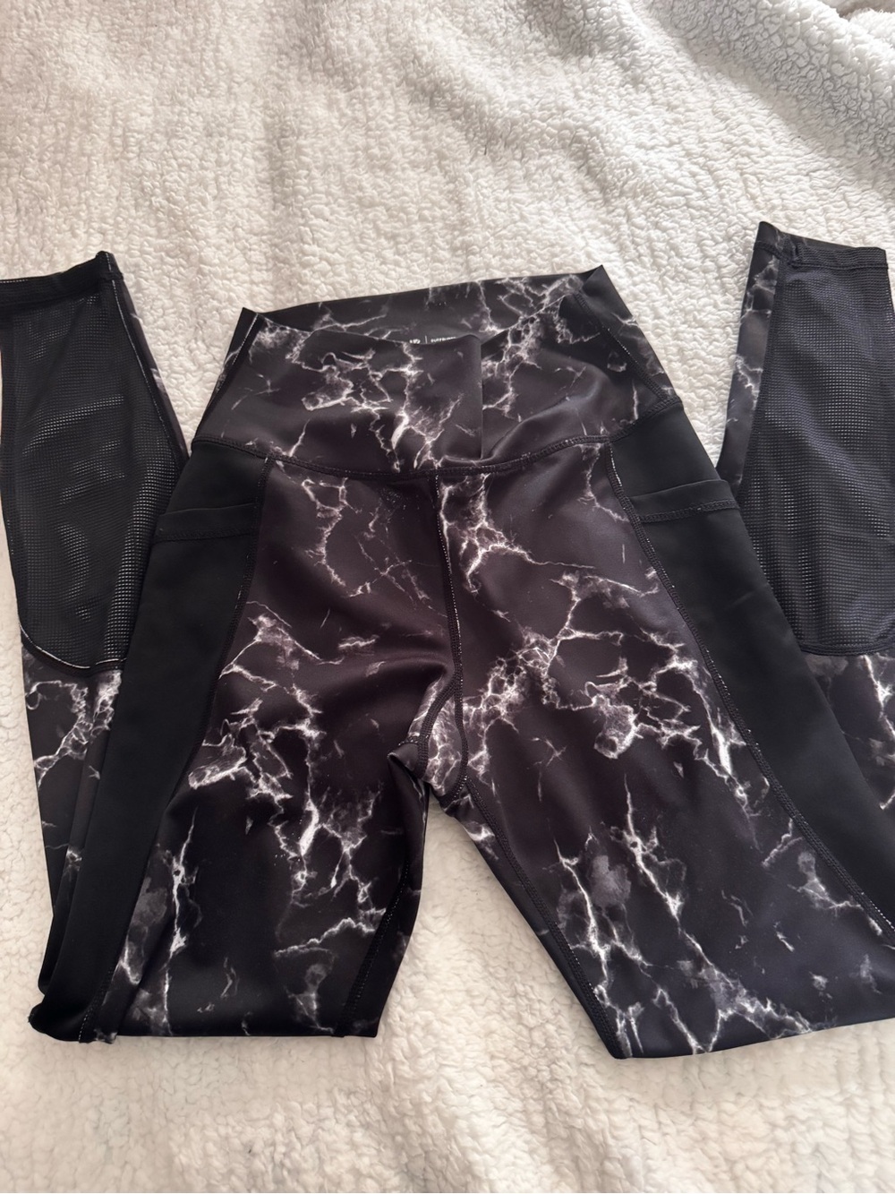 BuffBunny Black and White Marble High-Waist Leggings